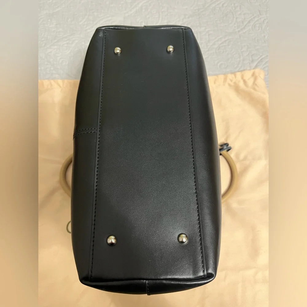 CHARLES JOURDAN PARIS NWT Black and Tan Leather Dome Satchel never carried - Picture 6 of 16